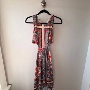 Sleeveless Paisley-Print Maxi Dress in Red and Cream